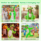 Kids Frog Costume for Girls & Boys - 3D Hooded Animal Jumpsuit Costume for Halloween Party