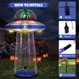 9FT Halloween Inflatable UFO Outdoor Decorations, Blow Up UFO Alien with Built-in Bright LEDs, Yard Lawn Garden Party Decor