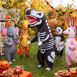 Inflatable Skeleton Dinosaur Costume for Kids, Funny Blow Up T-Rex Costumes for Halloween Cosplay Parties