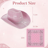 Pink Cowgirl Hat Set for Women with Sunglasses & Scarf