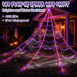 455 LED Halloween Lighted Giant Spider Web Decorations Outdoor