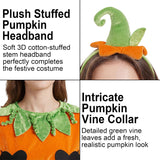 3 Pcs Adult Pumpkin Costume Halloween Velvet Poncho Cape