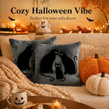 Halloween Pillow Covers 18x18 Set of 2, Gray Black Cat Cases