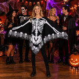 Halloween Skeleton Costumes Poncho for Women Adult
