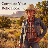 Straw Cowgirl Sun Hat with Bands for Women and Men