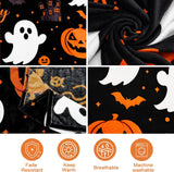 Ghost Blanket, Black Halloween Pumpkin Blankets and Throws