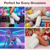 Women’s Furry Leg Warmers, Long Plush Boot Cuffs for Winter, Faux Fur Leg Covers