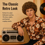 Brown Afro Wig and Prop Glasses Costume Set for Men
