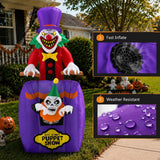 6FT Halloween Inflatable Outdoor Decorations, Blow Up Scary Clown Skeleton with Built-in Bright LEDs, Yard Lawn Garden Party Decor