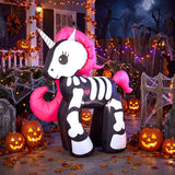 5FT Halloween Inflatable Outdoor Decorations, Blow Up Skeleton Unicorn with Built-in Bright LEDs, Yard Lawn Garden Party Decor