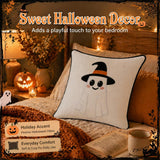 Halloween Pillow Covers 18x18 Set of 2, Witch Hat Ghost Cases