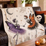 Halloween Blanket with Butterfly Skeleton Ballerinas