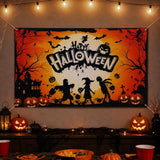 Happy Halloween Banner, Orange Pumpkin Halloween Backdrops