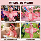 Kids Flamingo Costume for Girls & Boys - 3D Hooded Animal Jumpsuit for Halloween Party