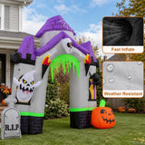 10FT Halloween Inflatable Archway Outdoor Decorations, Blow Up Ghost Arch with Built-in Bright LEDs, Yard Lawn Garden Party Decor
