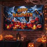 Happy Halloween Banner, Pumpkin Halloween Backdrops for Wall