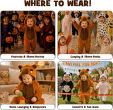 Toddler Brown Capybara Costume for Halloween with 3D Hood and Elastic Cuffs