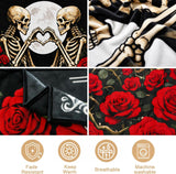 Skull Blanket, Gothic Skeleton Love Heart Fleece Throw Blanket