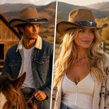 Cowboy Hat with Hat Band for Women Men