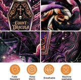 Gothic Vampire Coffin Blanket Purple Halloween Fleece Throw