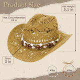Straw Cowgirl Sun Hat with Bands for Women and Men