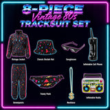 Men’s 80s 90s Retro Tracksuit Costume, Vintage Hip Hop Outfit with Accessories
