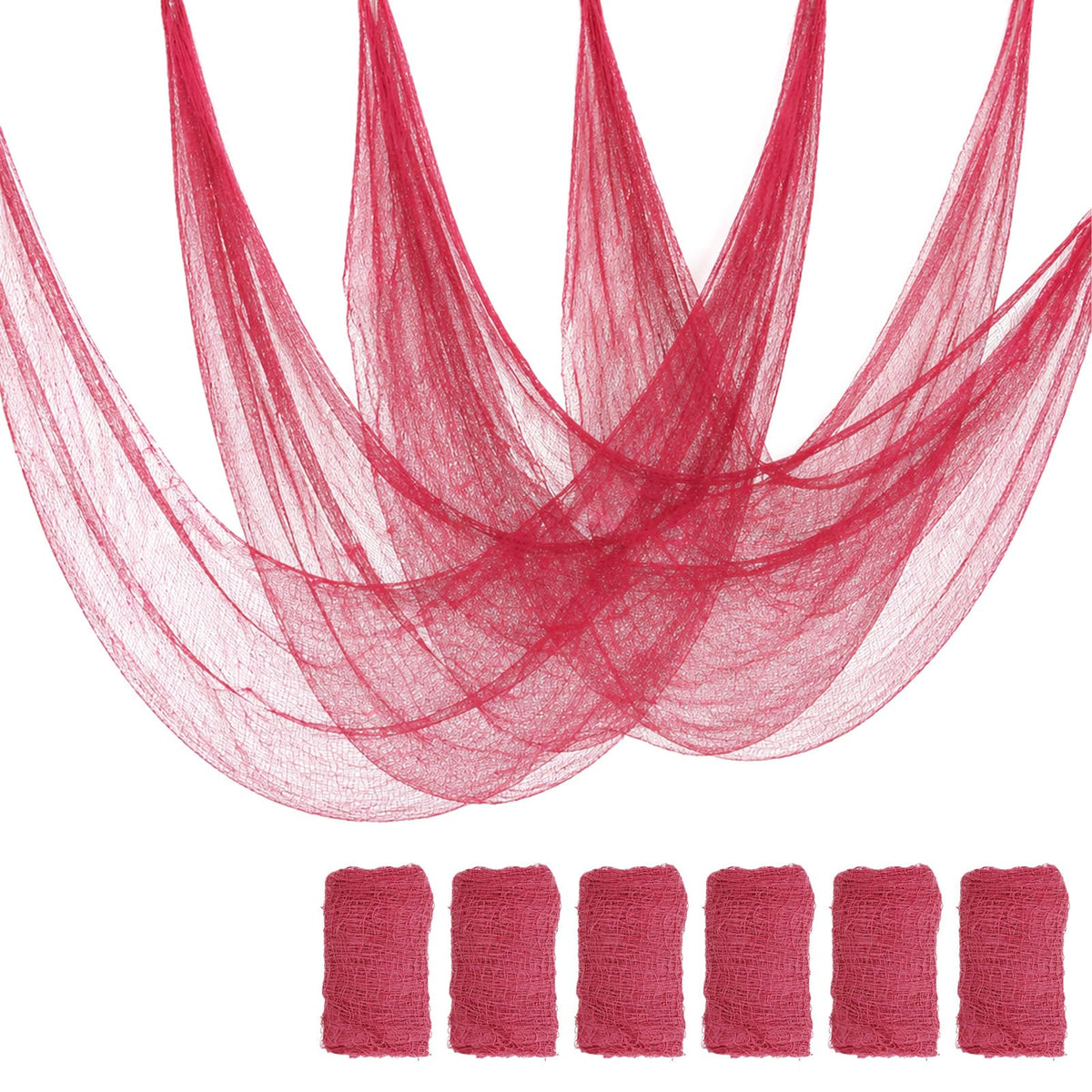 6-Pack Pink Creepy Cloth, Halloween Gauze Spider Web Decor