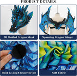 Kids Evil Dragon Halloween Costume, Boys Dragon Dress Up Outfit with Mask, Wings & Bodysuit