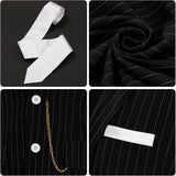 Men's Gangster Costume Adult Black Pinstripe Suit Costume with Accessories for Halloween Cosplay Party