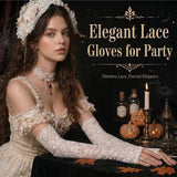 Floral Long Fingerless Lace Gloves for Women