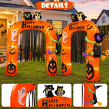 9FT Halloween Inflatable Archway Outdoor Decorations, Blow Up Pumpkin Arch with Built-in Bright LEDs, Yard Lawn Garden Party Decor