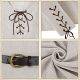 Men's Medieval Vintage Pirate Viking Shirt Lace Up Long Sleeve with Belt Renaissance Costume for Halloween