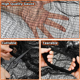 PARTY TELLER 6-Pack Black Creepy Cloth, Halloween Gauze Spider Web Decor